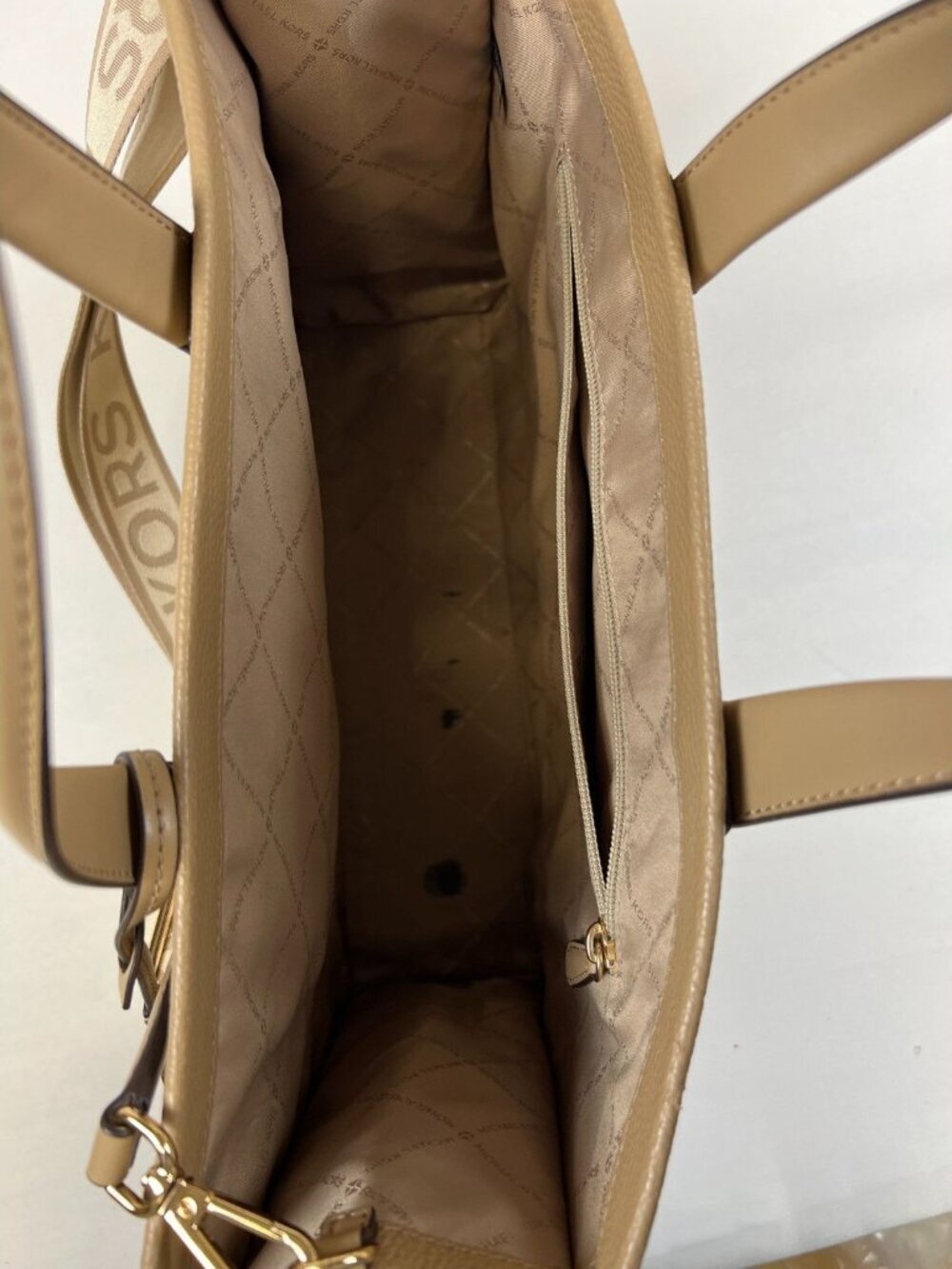 Michael Kors Women Large Tan Pebble Leather Sinclair Tote Bag Handbag Camel - Picture 8 of 9